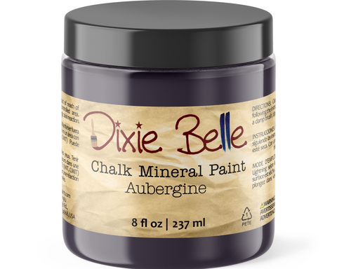 Jar of Dixie Belle Chalk Mineral Paint in Aubergine color on a white background
