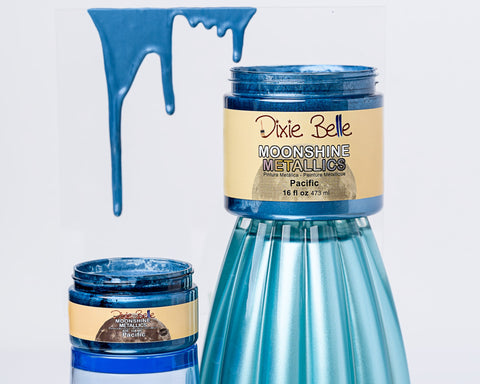 Blue paint with a label on a white background