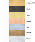 Color swatch with horizontal stripes in various colors labeled from top to bottom.