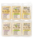 Pack of six Bath and Body Scrubby Soap on a white background