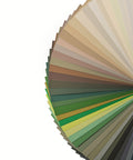 Color swatch wheel with various shades of green and brown on a white background