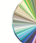 Color swatch chart with a wide range of colors on a white background
