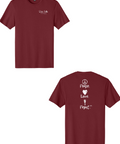 Maroon t-shirt with 'Peace Love Paint' design on a white background