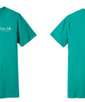 Teal t-shirt with 'Peace Love Paint' design on a white background