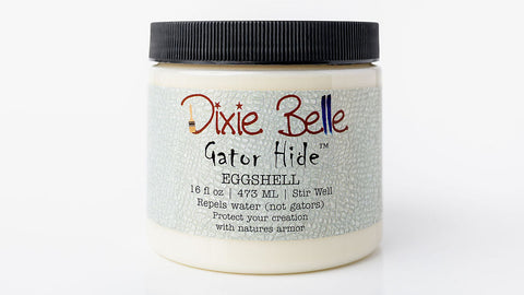 Jar of 16 oz. Dixie Belle Eggshell Gator Hide paint on a white background
