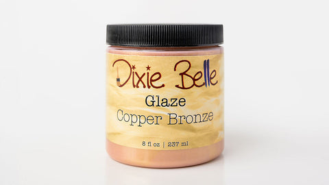 Jar of Dixie Belle Glaze in Copper Bronze on a white background
