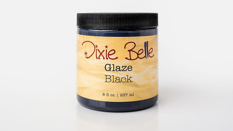 Jar of Dixie Belle Glaze Black on a white background