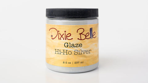 Jar of Dixie Belle Glaze Hi-Ho Silver on a white background