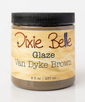 Jar of Dixie Belle Glaze in Van Dyke Brown on a white background