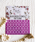 Silkscreen stencils patterns with decorative elements on a textured surface
