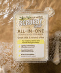 Scrubby Soap with a beach theme on a sandy background