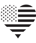 American flag design in the shape of a heart on a white background
