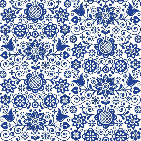 Belles and Whistles Blue Glass Ornate - Rice Decoupage Paper is a simple way to visually enhance any surface of your project! a white and blue Scandinavian pattern that is the Blue Glass Ornate Decoupage paper.