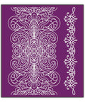 Belles and Whistles Delicate Lace - Silkscreen Stencil provides an extra decorative touch to any project!
This shows a sheet of silkscreen stencil that has a paisley runner design.