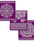 Belles and Whistles Mandala - Silkscreen Stencil provides an extra decorative touch to any project! Belles and Whistle Silkscreen Stencil Mandala shown in a three pack with different designs.