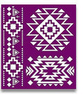 Belles and Whistles Western Boho - Silkscreen Stencil provides an extra decorative touch to any project!  Digital image of an Indian pattern page of the Western Boho Silkscreen Stencil on a white background.