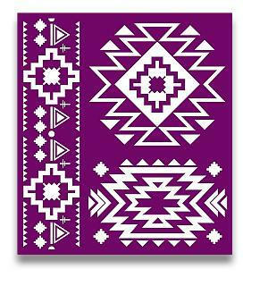 Belles and Whistles Western Boho - Silkscreen Stencil provides an extra decorative touch to any project!  Digital image of an Indian pattern page of the Western Boho Silkscreen Stencil on a white background.