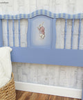 Dixie Belle Paint Blueberry Chalk Mineral Paint is the perfect paint for any DIY project!
Headboard painted in Blueberry Chalk Mineral Paint with gray/Blueberry stripes on top rail. Staged with two pillows in a woven basket besides piece.