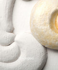 Dixie Belle Paint Gold Shimmer Glaze. A wooden applique showing side by side comparison of unglazed and glazed with Gold Shimmer Glaze.