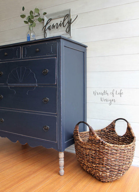 navy blue chalk paint dresser Navy Refinished Dresser || Sample Piece - Message to Order!
