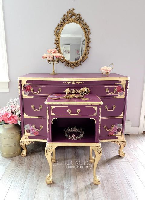 purple chalk paint dresser SOLD! THEO: Hand Painted Victorian Chest in Plum