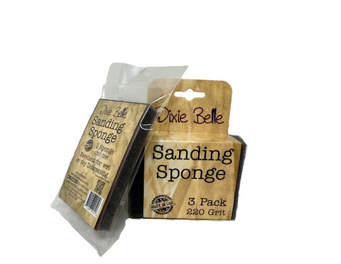 Dixie Belle Paint Sanding Sponge. An image of the 2 different new packages we offer for the single sanding sponge or the 3 pack.