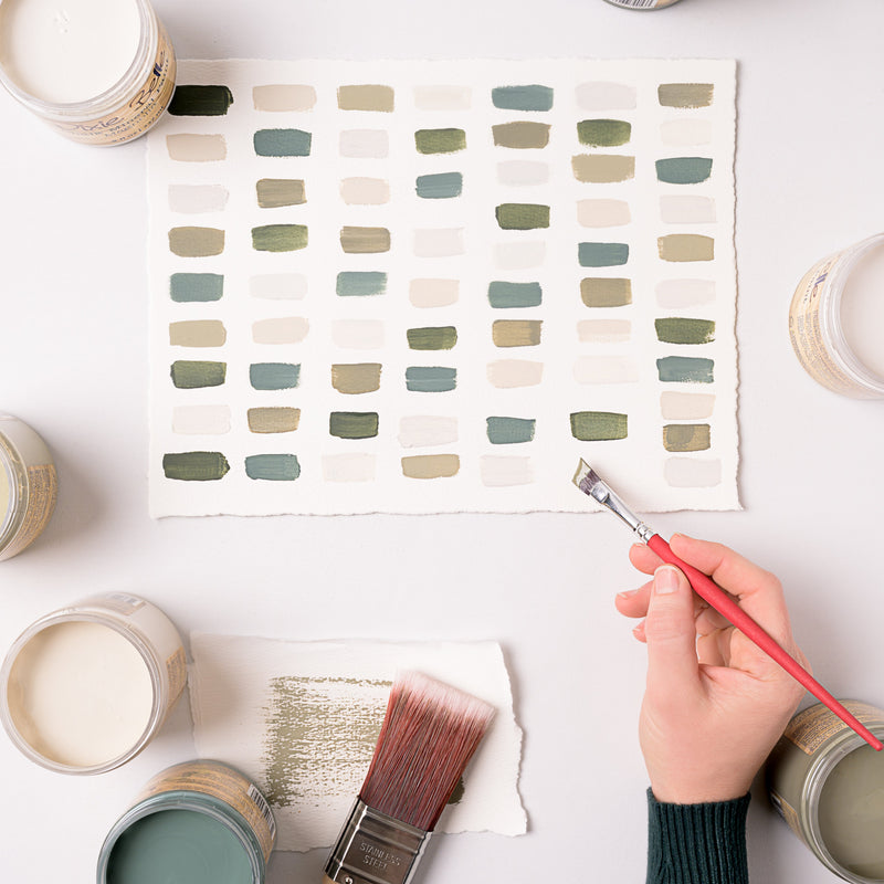 dixie belle paint phot of colors being swatches on white paper