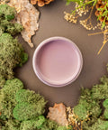 Overhead shot of Secret Path paint jar. Staged with moss, pinecones, and mushrooms around it.