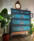Terra Clay Paint Galaxy Terra Clay Paint - A beautifully blended dresser painted with Galaxy and teal colors. The embroidered lotus transfer was added to the drawers. Straight from the earth, and heavily pigmented Terra Clay paint is your perfect choice. Most colors are one coat coverage but don’t stop there, the skies the beginning with Terra Clay Artisan paint.