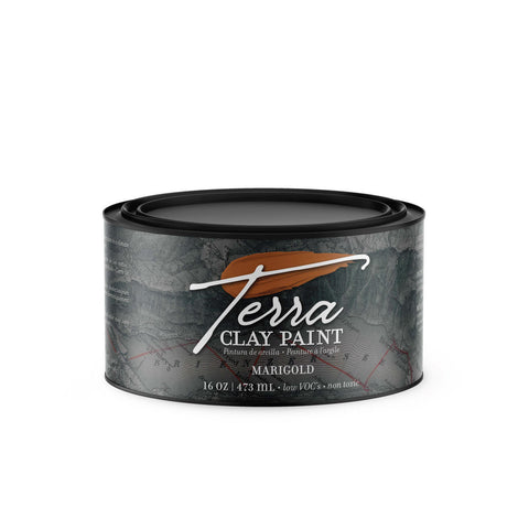 Marigold Terra Clay Paint provides endless possibilities for your imagination and can be used on wood, canvas, tile, fabric and more! 16oz. Can of Terra Clay Marigold Paint.