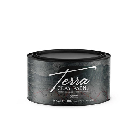 Onyx Terra Clay Paint provides endless possibilities for your imagination and can be used on wood, canvas, tile, fabric and more! 160z can of terra clay paint onyx.