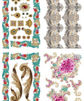 Image of The Gilded Age Transfer. Teal, gold, and pink accents.