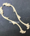 WoodUBend Applique #1245.26 (set of 2) is the perfect moludable embellishment for any project! Applique #1245.26 against black background. Shows 2 molds.