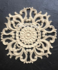 WoodUBend Floral Applique #2082 (set of 2) 
Image shows one of the Floral Applique #2082  staged flat on a black background.